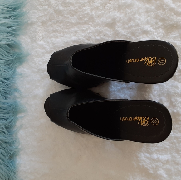 NWOT, Open Toe Shoes Vegan Leather Chocolate Brown - Picture 3 of 3